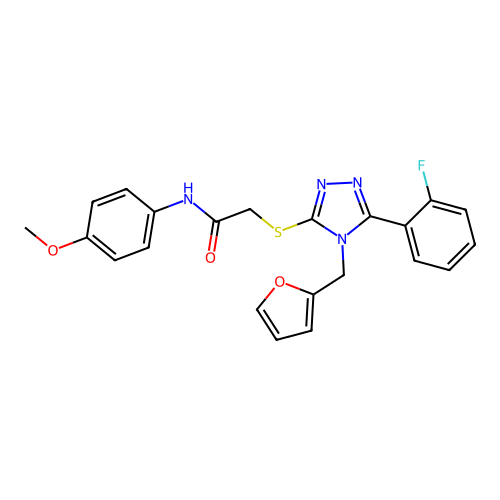2-{[5-(2-fluorophenyl)-4-(furan-2-ylmethyl)-4H-1,2,4-triazol-3-yl]sulfanyl}-N-(4-methoxyphenyl)acetamide structure