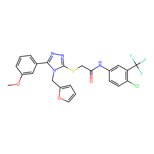 N-[4-chloro-3-(trifluoromethyl)phenyl]-2-{[4-(furan-2-ylmethyl)-5-(3-methoxyphenyl)-4H-1,2,4-triazol-3-yl]sulfanyl}acetamide structure