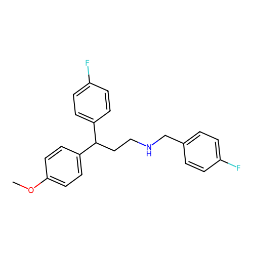 3-(4-fluorophenyl)-N-[(4-fluorophenyl)methyl]-3-(4-methoxyphenyl)propan-1-amine structure