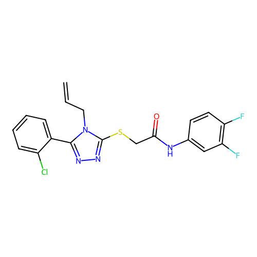 2-[[5-(2-chlorophenyl)-4-prop-2-enyl-1,2,4-triazol-3-yl]sulfanyl]-N-(3,4-difluorophenyl)acetamide structure