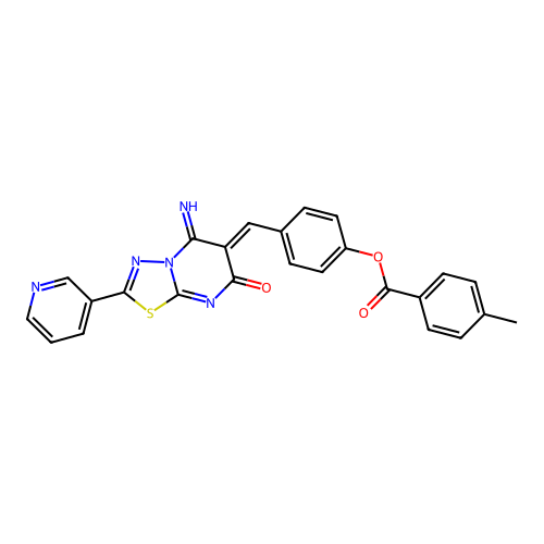 (Z)-4-((5-imino-7-oxo-2-(pyridin-3-yl)-5H-[1,3,4]thiadiazolo[3,2-a]pyrimidin-6(7H)-ylidene)methyl)phenyl 4-methylbenzoate structure