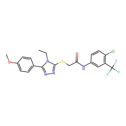 N-[4-chloro-3-(trifluoromethyl)phenyl]-2-{[4-ethyl-5-(4-methoxyphenyl)-4H-1,2,4-triazol-3-yl]sulfanyl}acetamide structure