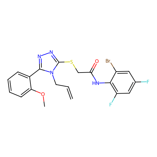 N-(2-bromo-4,6-difluorophenyl)-2-{[5-(2-methoxyphenyl)-4-(prop-2-en-1-yl)-4H-1,2,4-triazol-3-yl]sulfanyl}acetamide structure