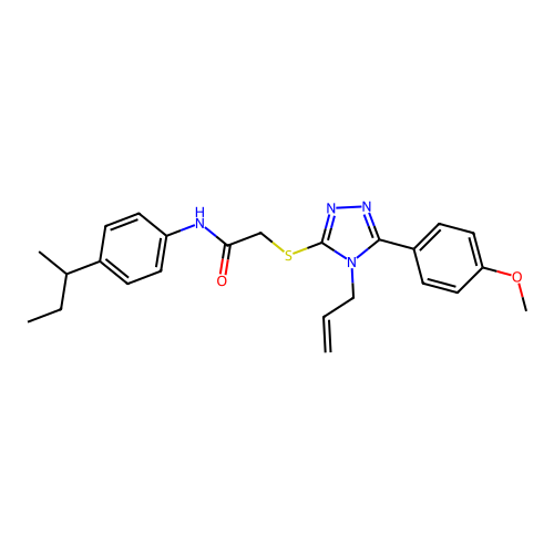 N-(4-butan-2-ylphenyl)-2-[[5-(4-methoxyphenyl)-4-prop-2-enyl-1,2,4-triazol-3-yl]sulfanyl]acetamide structure