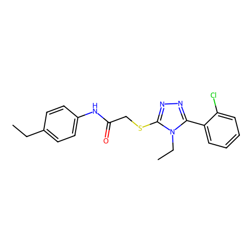 2-((5-(2-chlorophenyl)-4-ethyl-4H-1,2,4-triazol-3-yl)thio)-N-(4-ethylphenyl)acetamide structure