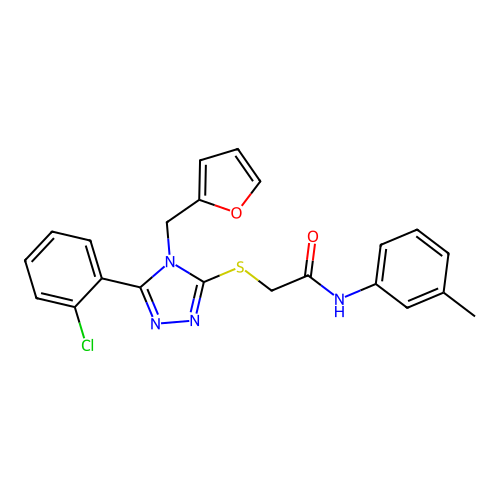 2-((5-(2-chlorophenyl)-4-(furan-2-ylmethyl)-4H-1,2,4-triazol-3-yl)thio)-N-(m-tolyl)acetamide structure