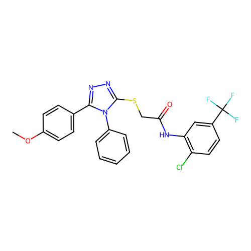 N-[2-chloro-5-(trifluoromethyl)phenyl]-2-{[5-(4-methoxyphenyl)-4-phenyl-4H-1,2,4-triazol-3-yl]sulfanyl}acetamide structure