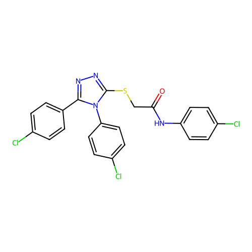 2-[[4,5-bis(4-chlorophenyl)-1,2,4-triazol-3-yl]sulfanyl]-N-(4-chlorophenyl)acetamide structure