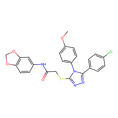 N-(1,3-benzodioxol-5-yl)-2-[[5-(4-chlorophenyl)-4-(4-methoxyphenyl)-1,2,4-triazol-3-yl]sulfanyl]acetamide structure