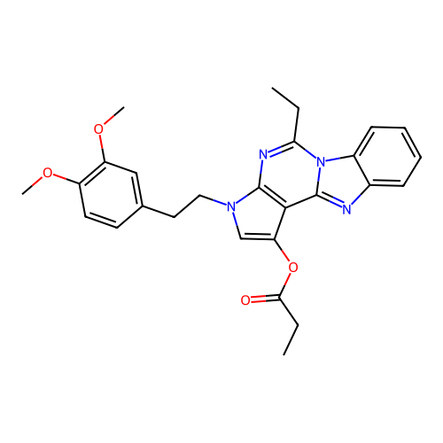 3-(3,4-dimethoxyphenethyl)-5-ethyl-3H-benzo[4,5]imidazo[1,2-c]pyrrolo[3,2-e]pyrimidin-1-yl propionate structure