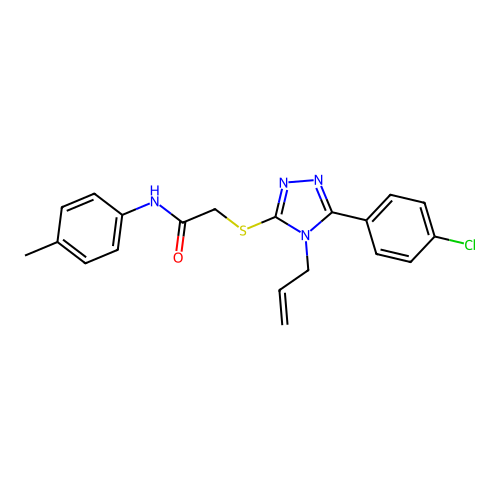 2-((4-allyl-5-(4-chlorophenyl)-4H-1,2,4-triazol-3-yl)thio)-N-(p-tolyl)acetamide structure