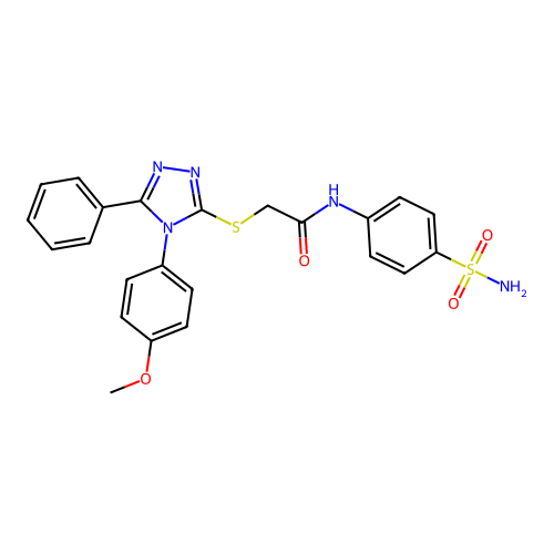 2-[[4-(4-methoxyphenyl)-5-phenyl-1,2,4-triazol-3-yl]sulfanyl]-N-(4-sulfamoylphenyl)acetamide structure