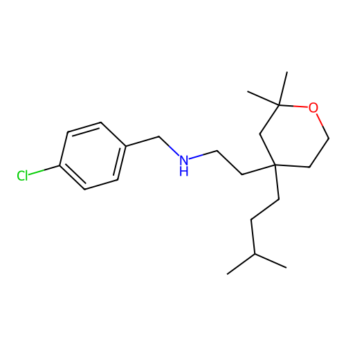 N-[(4-chlorophenyl)methyl]-2-[2,2-dimethyl-4-(3-methylbutyl)oxan-4-yl]ethanamine structure