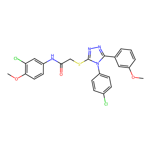 N-(3-chloro-4-methoxyphenyl)-2-{[4-(4-chlorophenyl)-5-(3-methoxyphenyl)-4H-1,2,4-triazol-3-yl]sulfanyl}acetamide structure