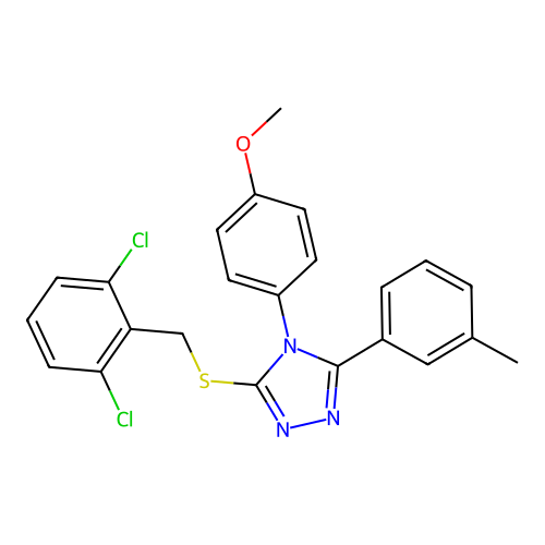 3-[(2,6-dichlorophenyl)methylsulfanyl]-4-(4-methoxyphenyl)-5-(3-methylphenyl)-1,2,4-triazole structure