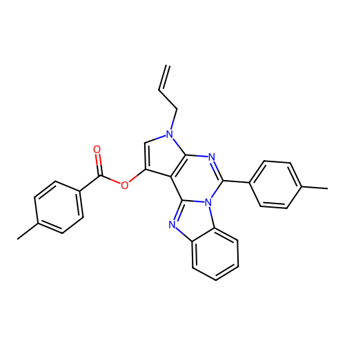 3-allyl-5-(p-tolyl)-3H-benzo[4,5]imidazo[1,2-c]pyrrolo[3,2-e]pyrimidin-1-yl 4-methylbenzoate structure
