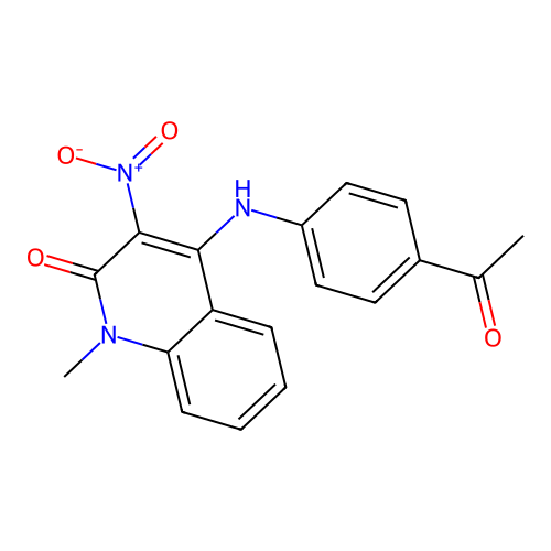 4-((4-acetylphenyl)amino)-1-methyl-3-nitroquinolin-2(1H)-one structure