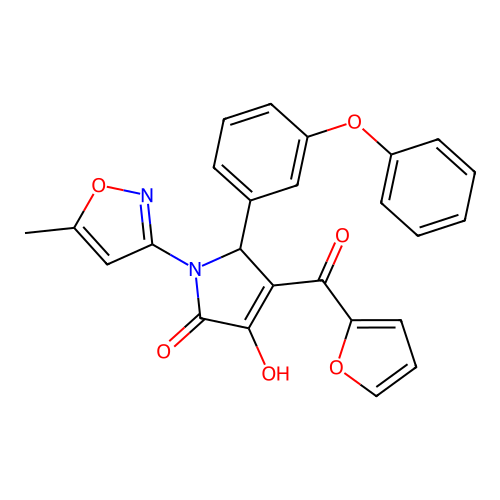 (4E)-4-[furan-2-yl(hydroxy)methylidene]-1-(5-methyl-1,2-oxazol-3-yl)-5-(3-phenoxyphenyl)pyrrolidine-2,3-dione structure