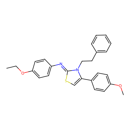 4-ethoxy-N-[(2Z)-4-(4-methoxyphenyl)-3-(2-phenylethyl)-1,3-thiazol-2(3H)-ylidene]aniline structure