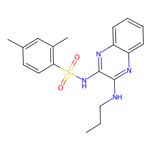 2,4-dimethyl-N-(3-(propylamino)quinoxalin-2-yl)benzenesulfonamide structure