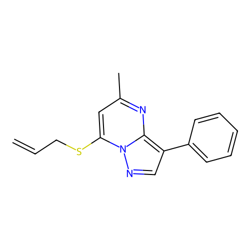 5-Methyl-3-phenyl-7-(prop-2-enylthio)pyrazolo[1,5-a]pyrimidine structure