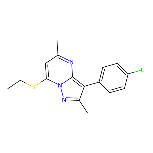 3-(4-Chlorophenyl)-7-(ethylsulfanyl)-2,5-dimethylpyrazolo[1,5-a]pyrimidine structure