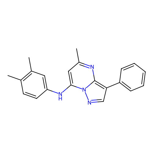 N-(3,4-dimethylphenyl)-5-methyl-3-phenylpyrazolo[1,5-a]pyrimidin-7-amine structure