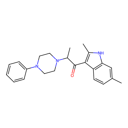 1-(2,6-dimethyl-1H-indol-3-yl)-2-(4-phenylpiperazin-1-yl)propan-1-one structure