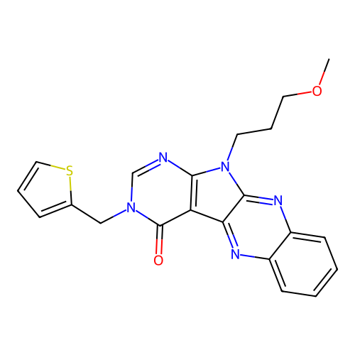 11-(3-Methoxy-propyl)-3-thiophen-2-ylmethyl-3,11-dihydro-1,3,5,10,11-pentaaza-benzo[b]fluoren-4-one structure