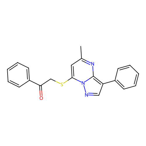 2-[(5-Methyl-3-phenylpyrazolo[1,5-a]pyrimidin-7-yl)sulfanyl]-1-phenylethanone structure