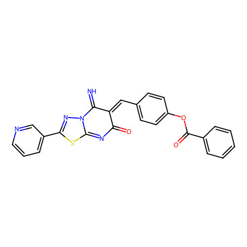(Z)-4-((5-imino-7-oxo-2-(pyridin-3-yl)-5H-[1,3,4]thiadiazolo[3,2-a]pyrimidin-6(7H)-ylidene)methyl)phenyl benzoate structure
