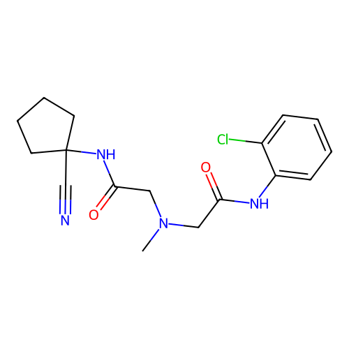2-({[(2-chlorophenyl)carbamoyl]methyl}(methyl)amino)-N-(1-cyanocyclopentyl)acetamide structure