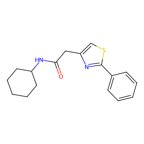 N-cyclohexyl-2-(2-phenyl-1,3-thiazol-4-yl)acetamide structure