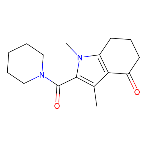1,3-dimethyl-2-(piperidine-1-carbonyl)-6,7-dihydro-5H-indol-4-one structure