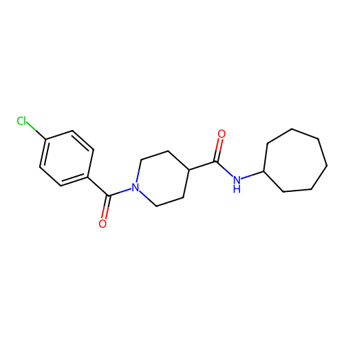 1-(4-chlorobenzoyl)-N-cycloheptylpiperidine-4-carboxamide structure