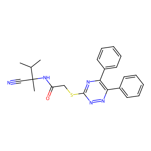 N-(1-cyano-1,2-dimethylpropyl)-2-[(5,6-diphenyl-1,2,4-triazin-3-yl)sulfanyl]acetamide structure