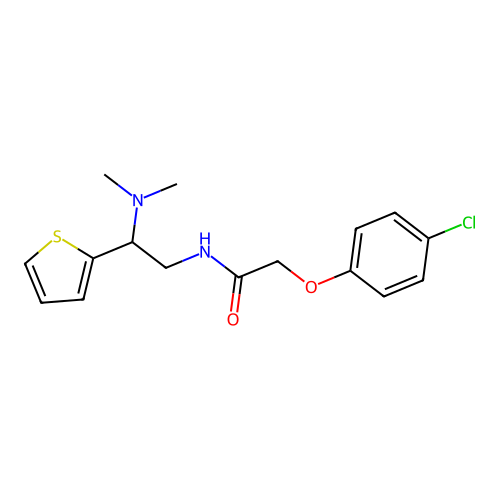 2-(4-chlorophenoxy)-N-[2-(dimethylamino)-2-thiophen-2-ylethyl]acetamide structure
