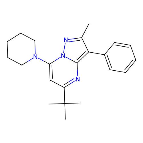 5-Tert-butyl-2-methyl-3-phenyl-7-piperidin-1-ylpyrazolo[1,5-a]pyrimidine structure