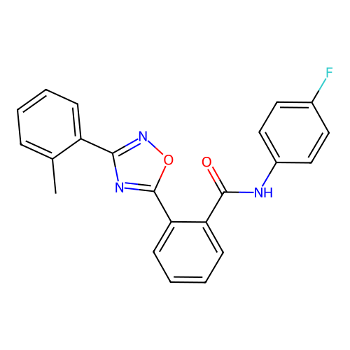 N-(4-fluorophenyl)-2-[3-(2-methylphenyl)-1,2,4-oxadiazol-5-yl]benzamide structure