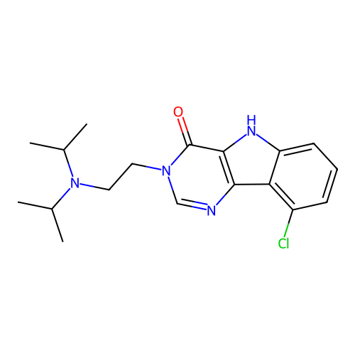 9-chloro-3-(2-(diisopropylamino)ethyl)-3H-pyrimido[5,4-b]indol-4(5H)-one structure