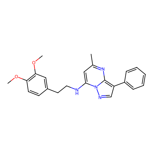N-[2-(3,4-dimethoxyphenyl)ethyl]-5-methyl-3-phenylpyrazolo[1,5-a]pyrimidin-7-amine structure