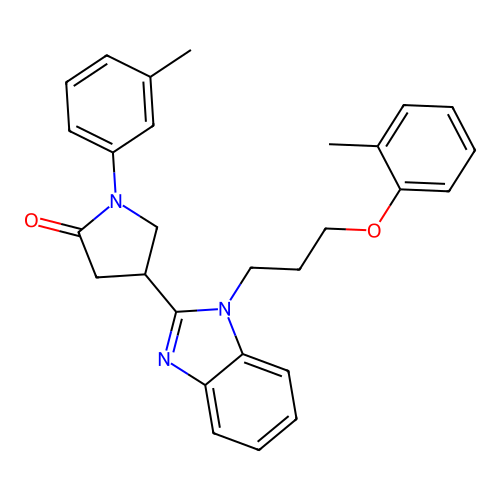 1-(m-tolyl)-4-(1-(3-(o-tolyloxy)propyl)-1H-benzo[d]imidazol-2-yl)pyrrolidin-2-one structure