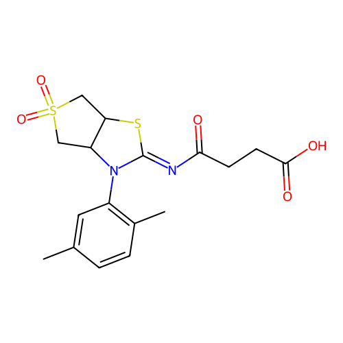 4-{[(2Z)-3-(2,5-dimethylphenyl)-5,5-dioxidotetrahydrothieno[3,4-d][1,3]thiazol-2(3H)-ylidene]amino}-4-oxobutanoic acid structure