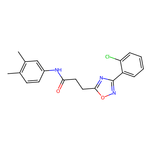 3-[3-(2-chlorophenyl)-1,2,4-oxadiazol-5-yl]-N-(3,4-dimethylphenyl)propanamide structure