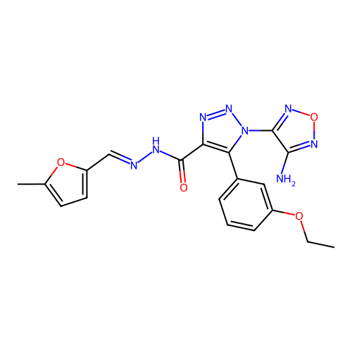 (E)-1-(4-amino-1,2,5-oxadiazol-3-yl)-5-(3-ethoxyphenyl)-N'-((5-methylfuran-2-yl)methylene)-1H-1,2,3-triazole-4-carbohydrazide structure