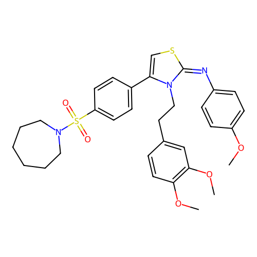 N-[(2Z)-4-[4-(azepan-1-ylsulfonyl)phenyl]-3-[2-(3,4-dimethoxyphenyl)ethyl]-1,3-thiazol-2(3H)-ylidene]-4-methoxyaniline structure