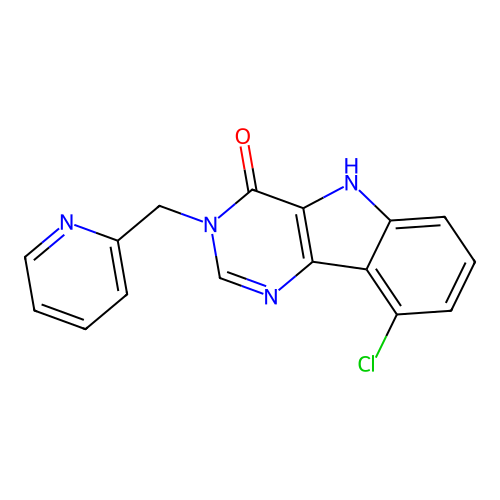 9-chloro-3-(pyridin-2-ylmethyl)-3,5-dihydro-4H-pyrimido[5,4-b]indol-4-one structure