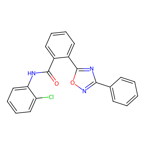 N-(2-chlorophenyl)-2-(3-phenyl-1,2,4-oxadiazol-5-yl)benzamide structure
