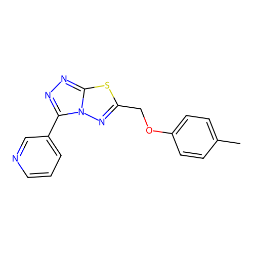 6-[(4-methylphenoxy)methyl]-3-pyridin-3-yl-[1,2,4]triazolo[3,4-b][1,3,4]thiadiazole structure
