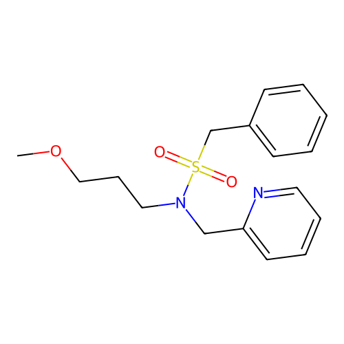 N-(3-methoxypropyl)-1-phenyl-N-(pyridin-2-ylmethyl)methanesulfonamide structure